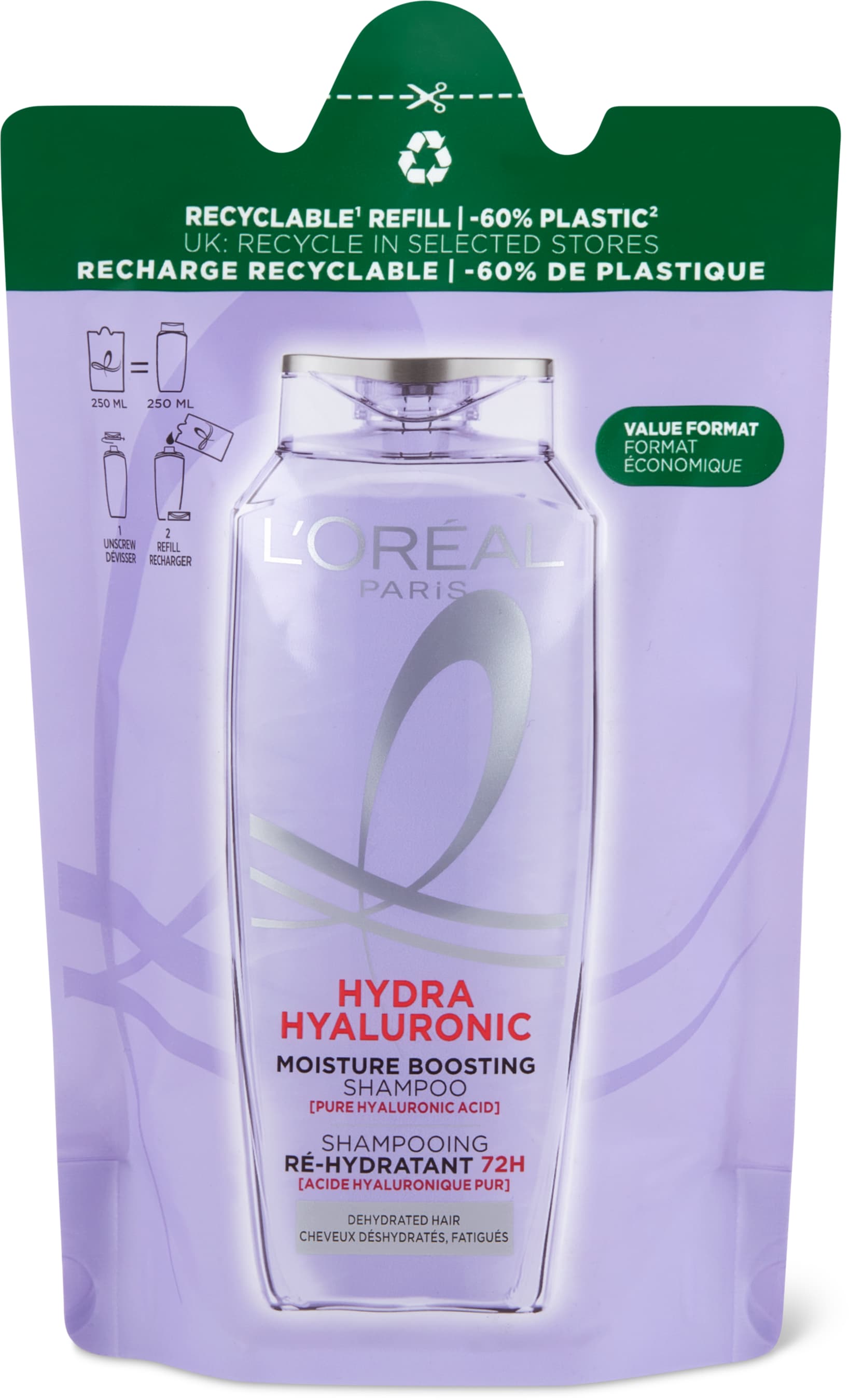Elsève Hydra Hyaluronic Shampoo dehydriertes Haar, Refill